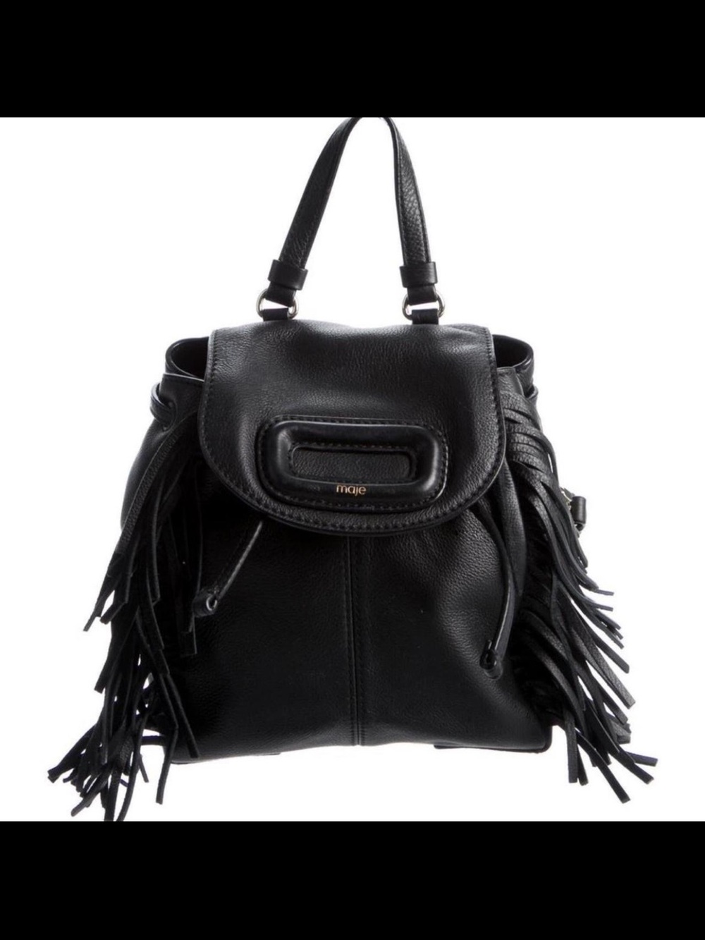 Maje Black Leather Fringe Mini Backpack EUC miss m